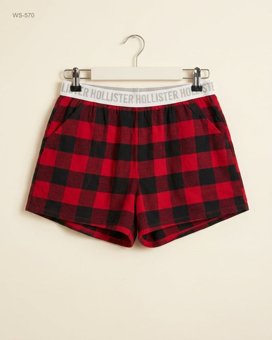 Shop Premium Womens Shorts by HOLLISTER | Preloved Branded Clothes | Maroon Nylon | Womens | OTS Thrift Store Karachi Pakistan