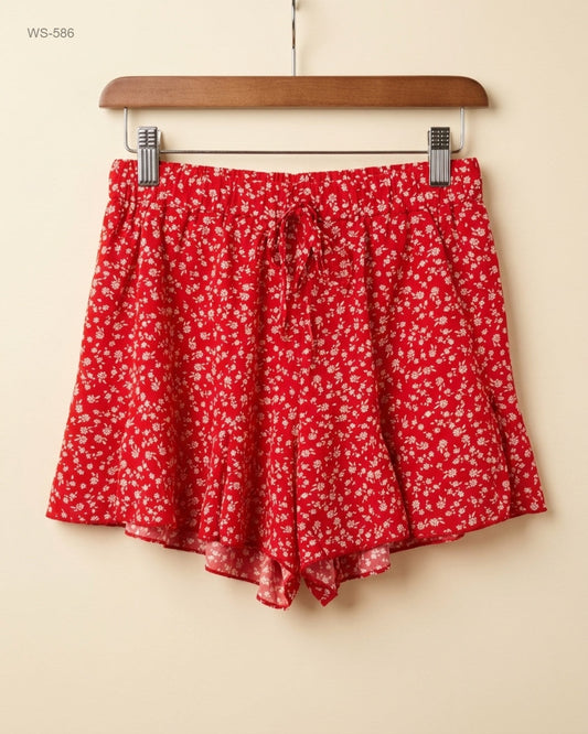 Secondhand Branded Womens Shorts by Shein, Red Polyester fabric, Premium condition, for Womens - Online Thrift Shop Islamabad Pakistan