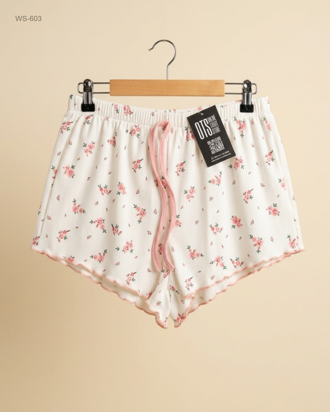 UNKNOWN (WS-603) White & Pink Womens Shorts