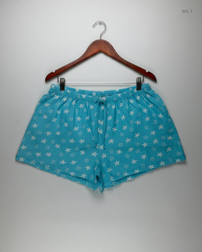 Preloved Premium Womens Shorts by Cut Lable, Cyan Cotton for Women - OTS Thrift Shop Islamabad Pakistan