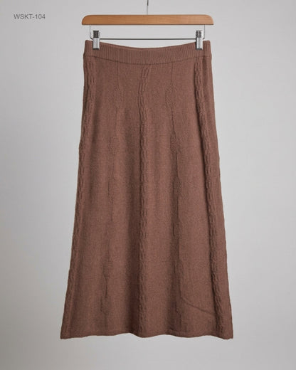 CUT LABEL Brown Cable-Knit Maxi Skirt buy preloved clothing online Pakistan