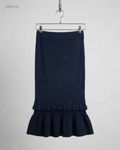 Limited Edition Blue Knit Ruffle-Hem Mermaid Skirt buy preloved clothing online Pakistan