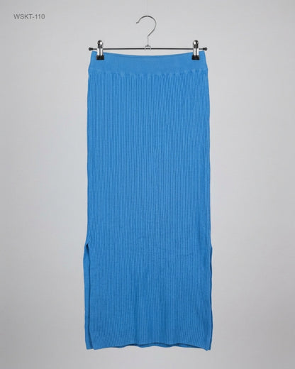 CUT LABEL Blue Ribbed Maxi Skirt buy preloved clothing online Pakistan