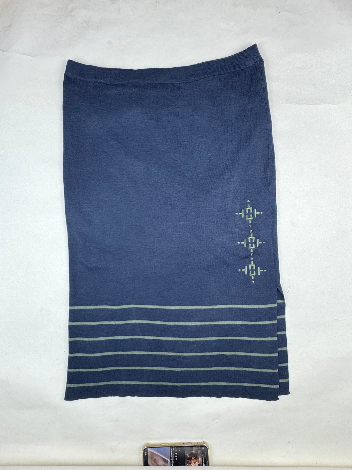 Emreco Blue Knit Midi Skirt buy preloved clothing online Pakistan - image 2