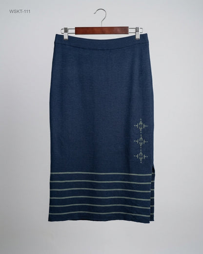 Emreco Blue Knit Midi Skirt buy preloved clothing online Pakistan