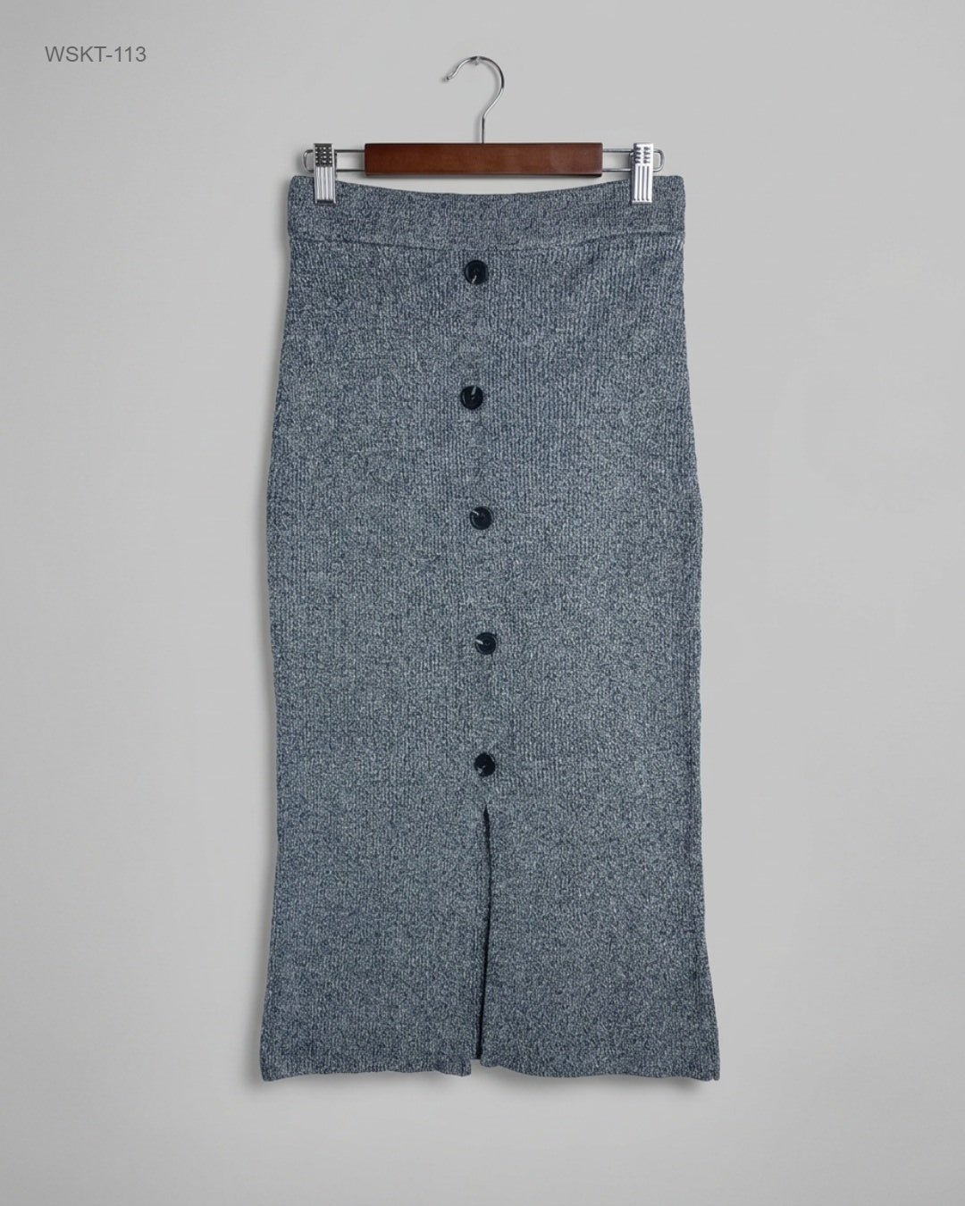 Marks & Spencer Gray Ribbed Knit Midi Skirt buy preloved clothing online Pakistan
