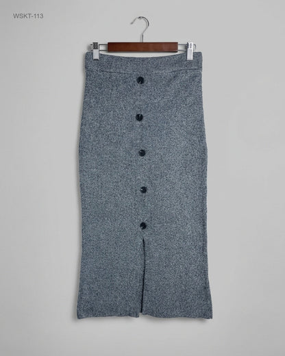 Marks & Spencer Gray Ribbed Knit Midi Skirt buy preloved clothing online Pakistan