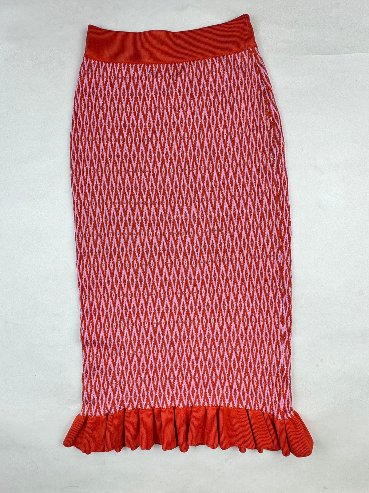 SAVIDA Red Knit Ruffle Hem Skirt buy preloved clothing online Pakistan - image 2