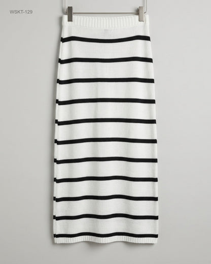 Boohoo Black & White Striped Knit Maxi Skirt buy preloved clothing online Pakistan