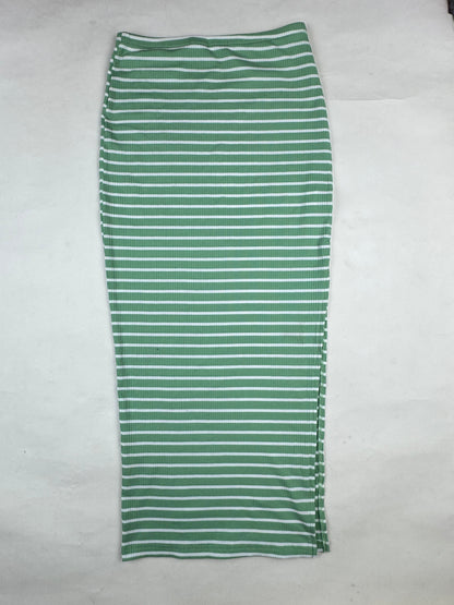 CUT LABEL Green Ribbed Striped Midi Skirt buy preloved clothing online Pakistan - image 2