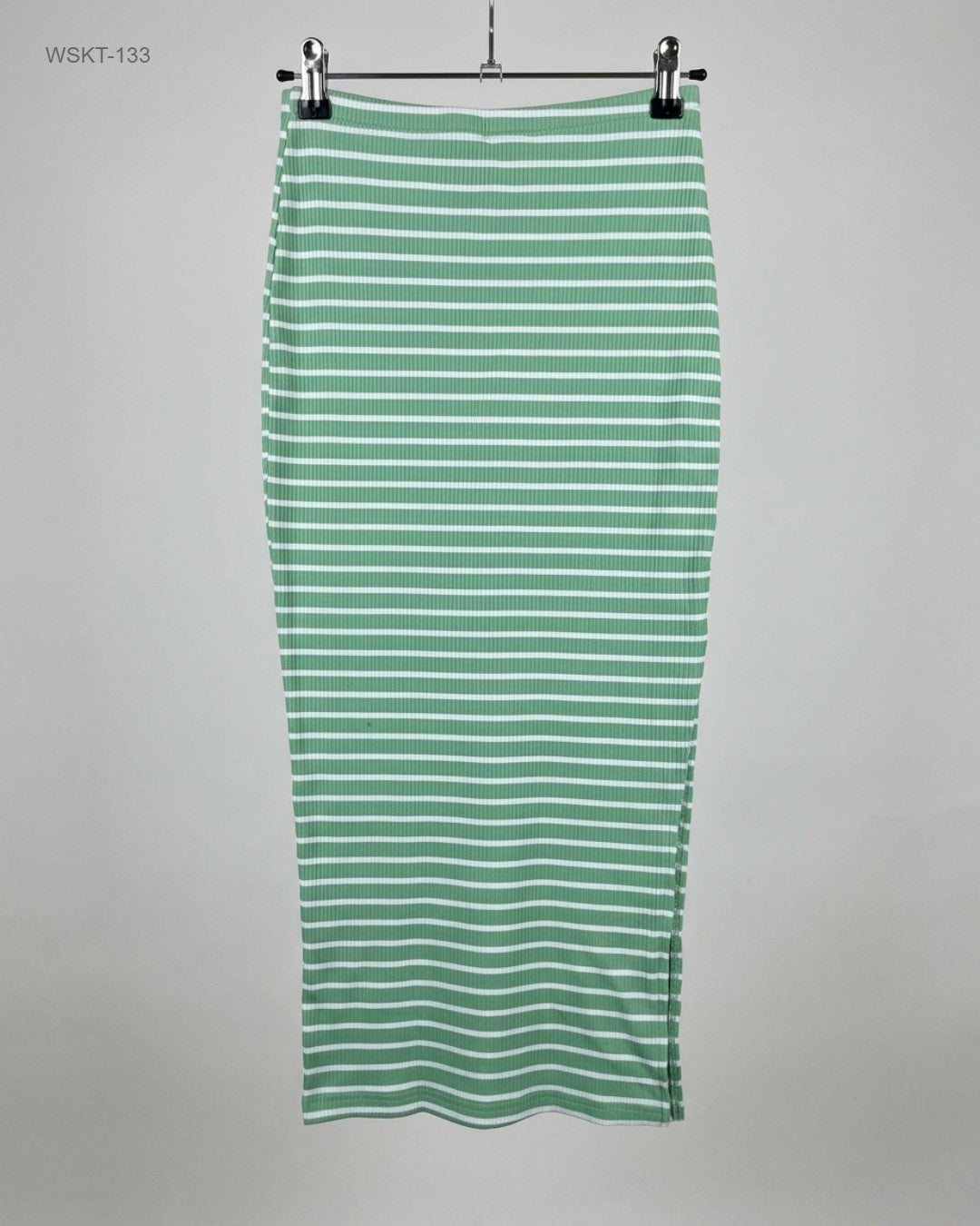 CUT LABEL Green Ribbed Striped Midi Skirt buy preloved clothing online Pakistan