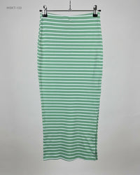 CUT LABEL (WSKT-133) Ribbed Striped Midi Skirt