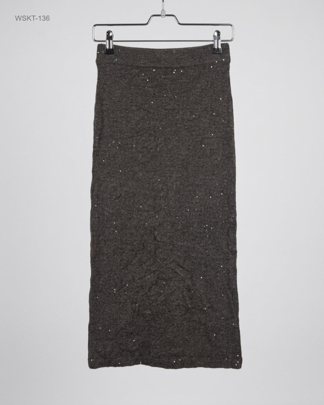 CUT LABEL Brown Knit Sequin Column Skirt buy preloved clothing online Pakistan