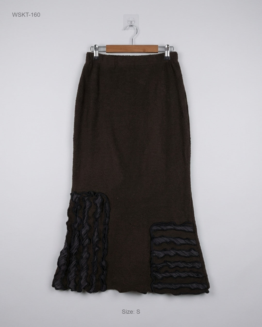 ORLA Brown Fleece Maxi Skirt with Ruffle Appliqués buy preloved clothing online Pakistan