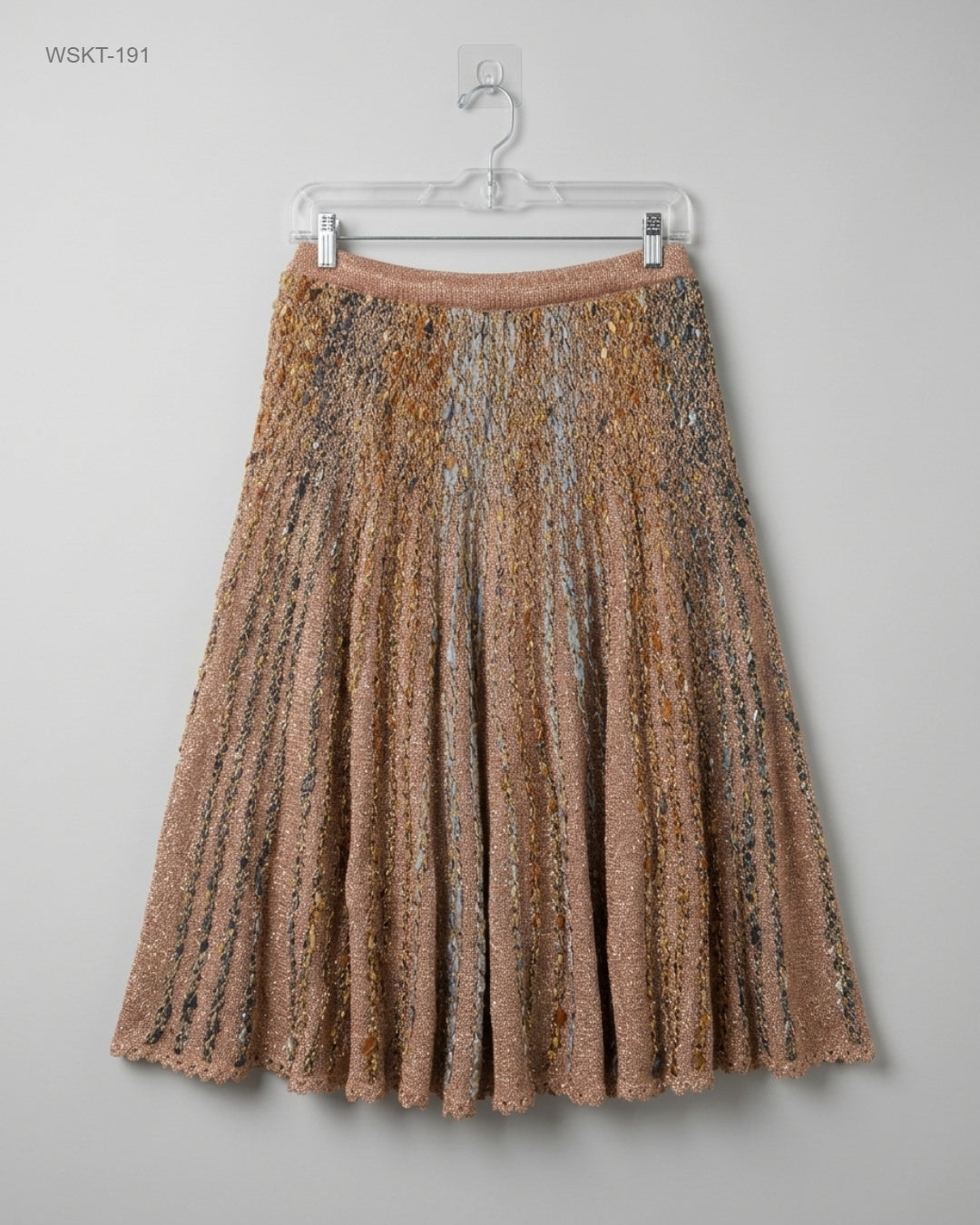 WENDY WEAR Brown Metallic Knit Pleated Skirt buy preloved clothing online Pakistan