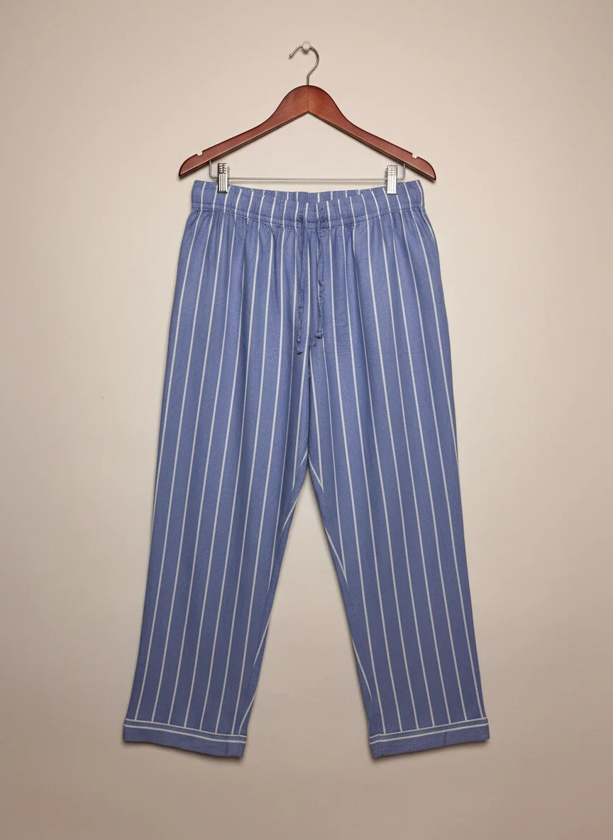 Premium Condition Womens Summer Trousers | Preloved Primark | Sky Blue With Lines Viscose | Thrift Shop for Womens Lahore Pakistan | OTS