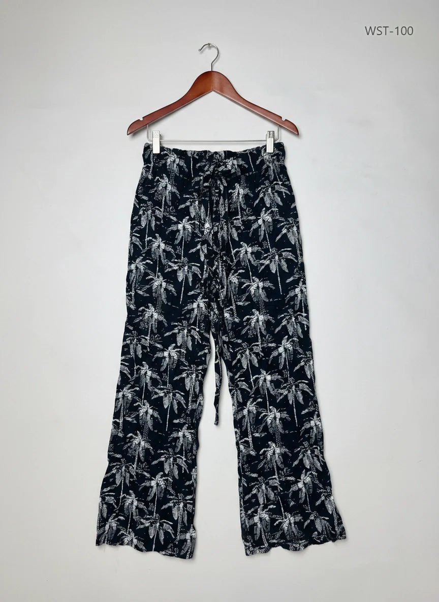 Womens Summer Trousers | Papaya | Preloved Branded | Black & White Viscose | Premium | OTS Thrift Store Peshawar Pakistan