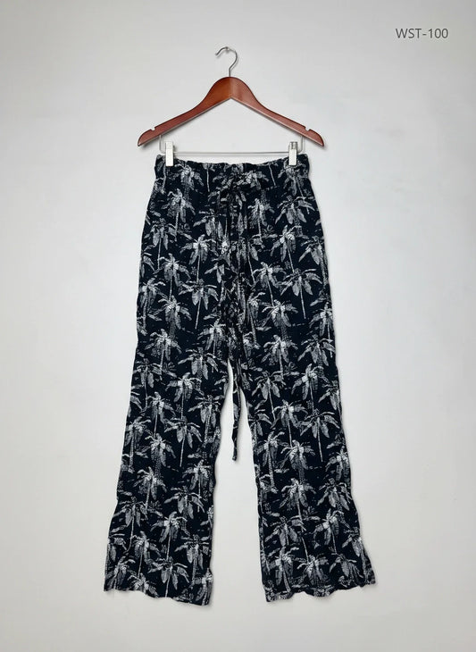 Womens Summer Trousers | Papaya | Preloved Branded | Black & White Viscose | Premium | OTS Thrift Store Peshawar Pakistan