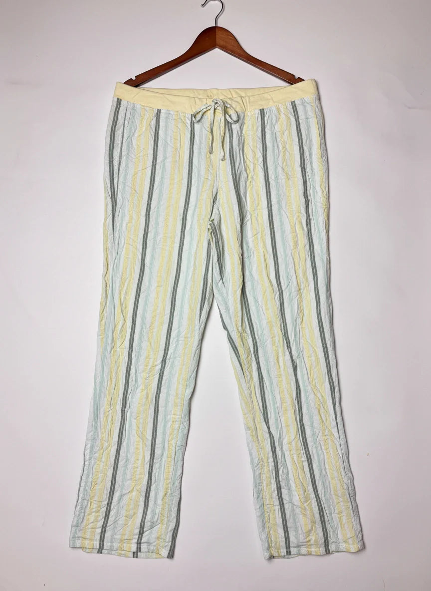 Secondhand Branded Womens Summer Trousers by Marks & Spencer, LIME Cotton fabric, Premium condition, for Womens - Online Thrift Shop Karachi Pakistan