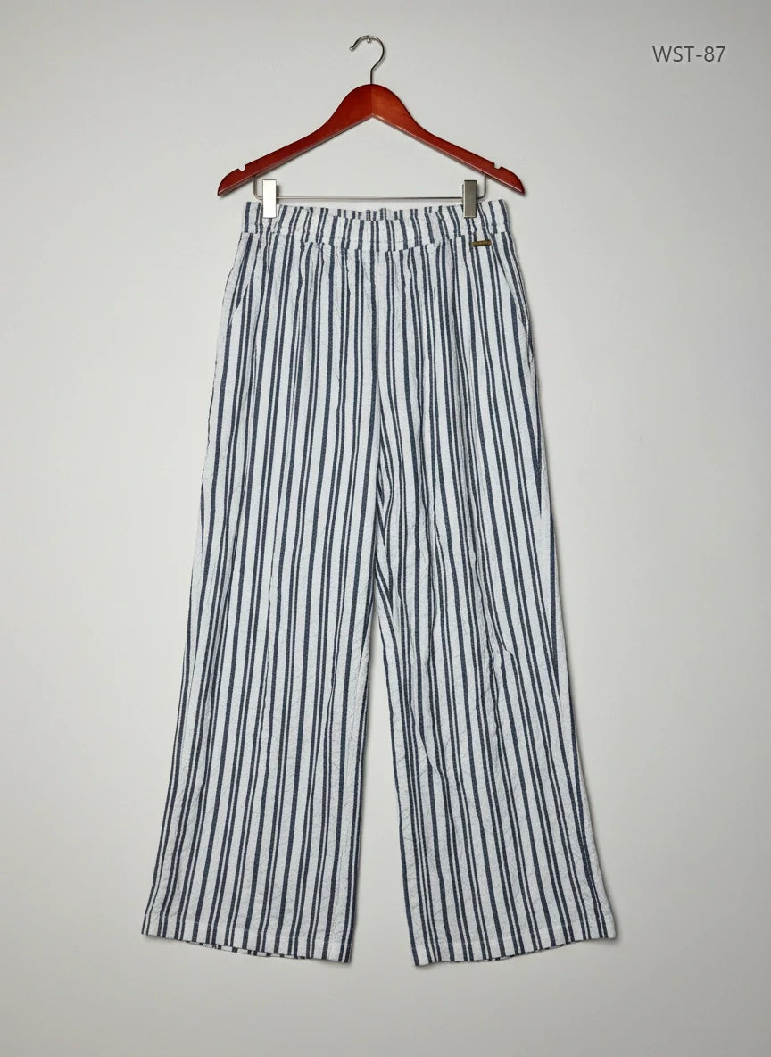 Secondhand Branded Womens Summer Trousers by Cut Label, WHITE MULTI Viscose fabric, Premium condition, for Womens - Online Thrift Shop Lahore Pakistan
