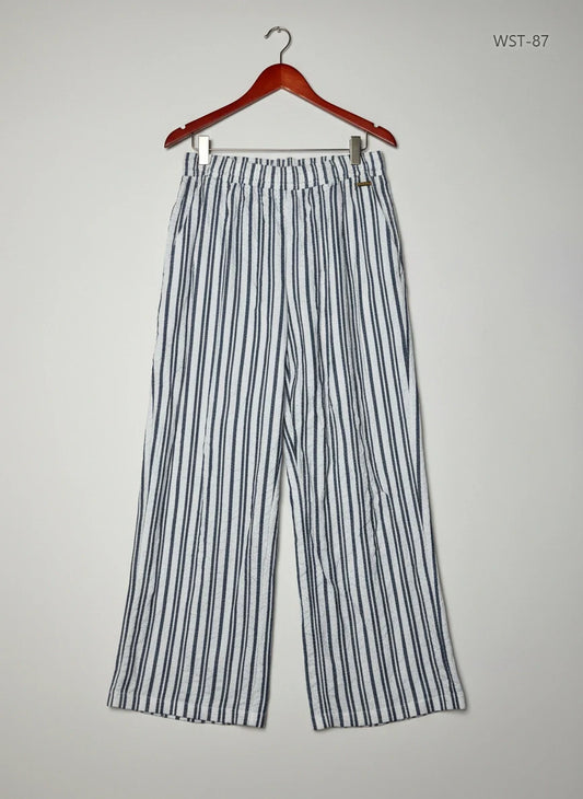 Secondhand Branded Womens Summer Trousers by Cut Label, WHITE MULTI Viscose fabric, Premium condition, for Womens - Online Thrift Shop Lahore Pakistan