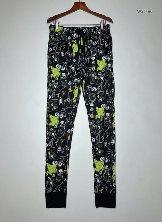Preloved Premium Womens Summer Trousers by Disney, BLACK MULTI Cotton for Womens - OTS Thrift Shop Karachi Pakistan