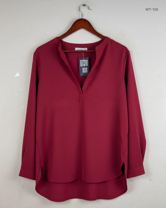 Shop Premium Womens Summer Tops by Gallery | Preloved Branded Clothes | Maroon Viscose | Women | OTS Thrift Store Karachi Pakistan