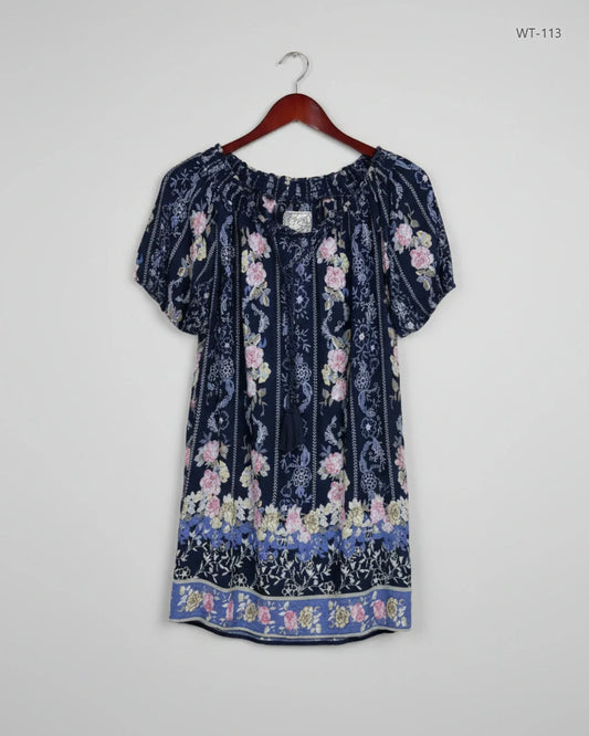 Womens Summer Tops | M&Co | Preloved Branded | Blue Cotton | Premium | OTS Thrift Store Peshawar Pakistan