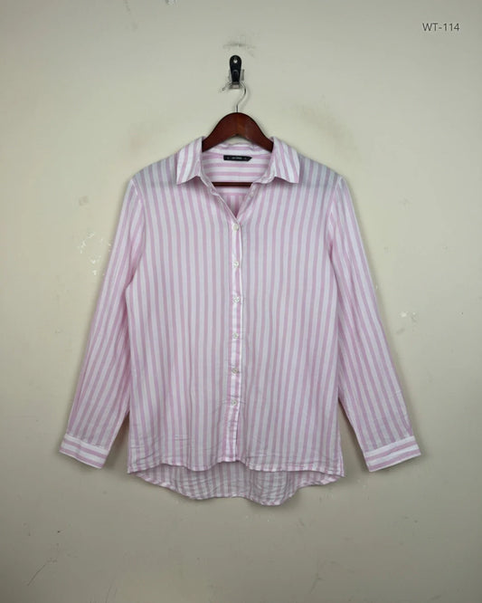 Womens Summer Tops | Dunnes | Preloved Branded | Pink & White lines Cotton | Excellent | OTS Thrift Store Karachi Pakistan