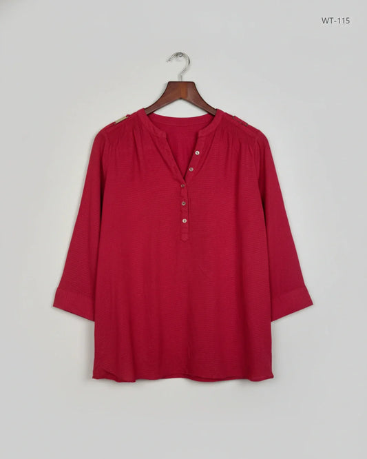 Premium Condition Womens Summer Tops | Preloved Atmosphere | Red Viscose | Thrift Shop for Women Lahore Pakistan | OTS