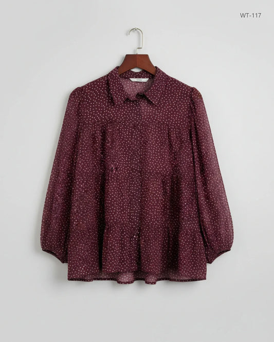 UK Imported secondhand Womens Summer Tops - George brand, Maroon Polyester, Premium condition, for Women - Online Thrift Store Karachi Pakistan