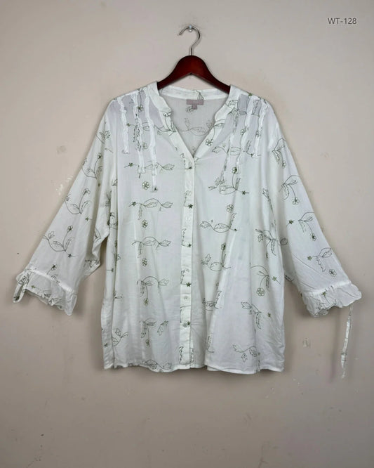 Secondhand Branded Womens Summer Tops by Soon, OffWhite Cotton fabric, Premium condition, for Women - Online Thrift Shop Lahore Pakistan