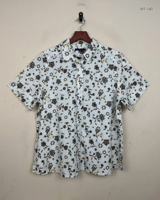 UK Imported secondhand Womens Summer Tops - Marks & Spencer brand, White MULTI Cotton, Premium condition, for Women - Online Thrift Store Peshawar Pakistan