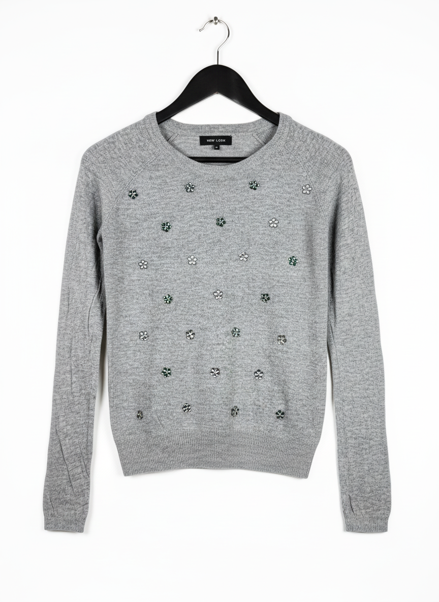 Winter Knitted Tops | NEW LOOK | Preloved Branded | GREY NYLON | GOOD | OTS Thrift Store Karachi Pakistan