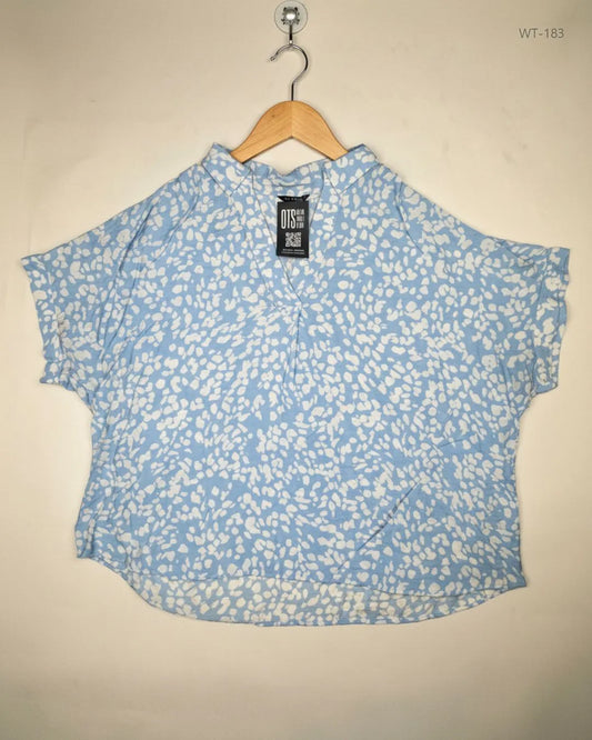 Womens Summer Tops | ET-VOUS | Preloved Branded | SKY BLUE Polyester | Premium | OTS Thrift Store Islamabad Pakistan