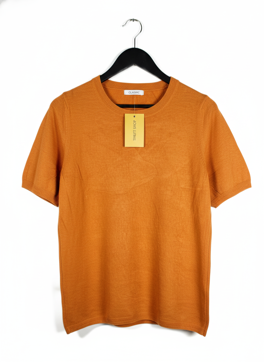 Secondhand Branded Winter Knitted Tops by CLASSIC, ORANGE ACRYLIC fabric, PREMIUM PLUS condition, for Women - Online Thrift Shop Karachi Pakistan