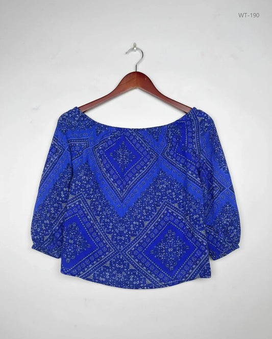 UK Imported secondhand Womens Summer Tops - F&F brand, BLUE Polyester, Premium condition, for Women - Online Thrift Store Lahore Pakistan
