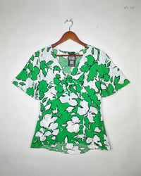 ROMAN White & Green Womens Summer Tops (WT-193)