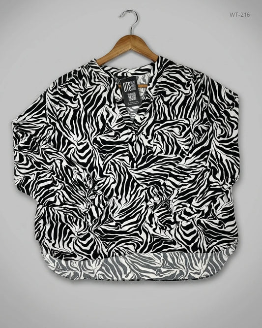 Womens Summer Tops | George | Preloved Branded | Black & White Polyester | Premium | OTS Thrift Store Islamabad Pakistan
