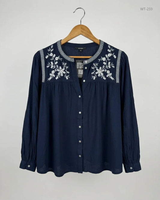 Preloved Premium Womens Summer Tops by Marks & Spencer, Blue Polyester for Women - OTS Thrift Shop Peshawar Pakistan