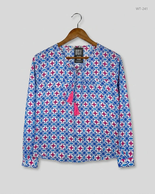 Womens Summer Tops | Zwillingsherz | Preloved Branded | Blue Polyester | Premium | OTS Thrift Store Peshawar Pakistan