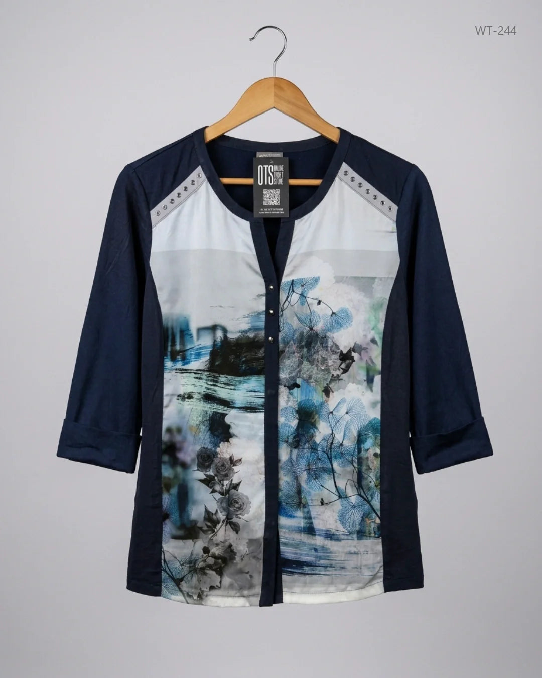 Secondhand Branded Womens Summer Tops by GELCO, Blue Polyester fabric, Excellent condition, for Women - Online Thrift Shop Karachi Pakistan