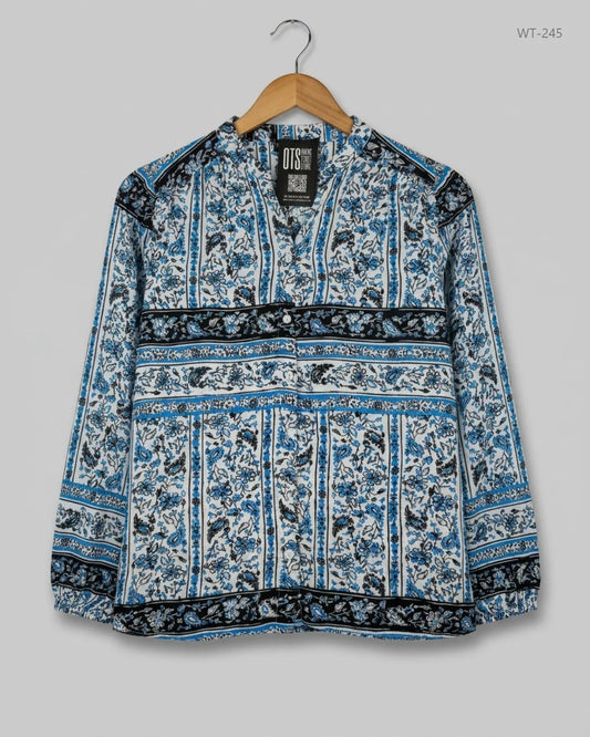 Secondhand Branded Womens Summer Tops by Marks & Spencer, Blue Polyester fabric, Premium condition, for Women - Online Thrift Shop Islamabad Pakistan