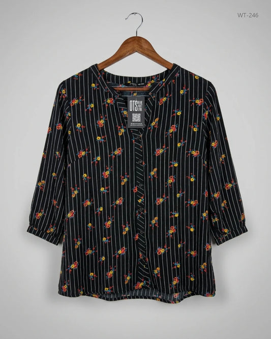 Premium Condition Womens Summer Tops | Preloved Papaya | Black Viscose | Thrift Shop for Women Peshawar Pakistan | OTS