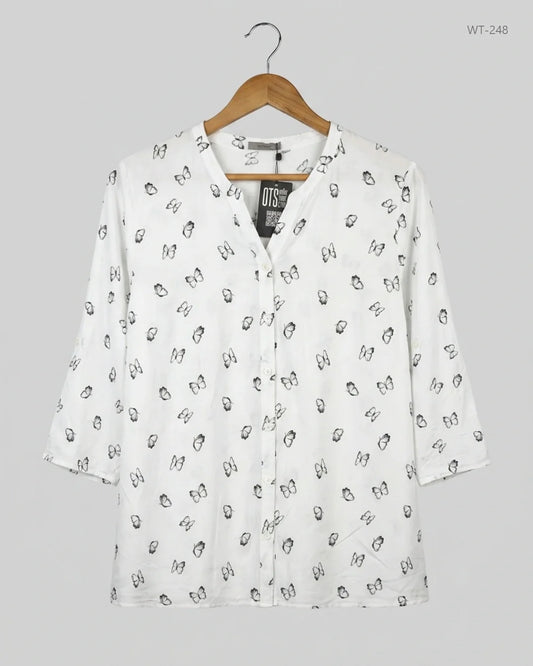Secondhand Branded Womens Summer Tops by Papaya, White Cotton fabric, Premium condition, for Women - Online Thrift Shop Islamabad Pakistan