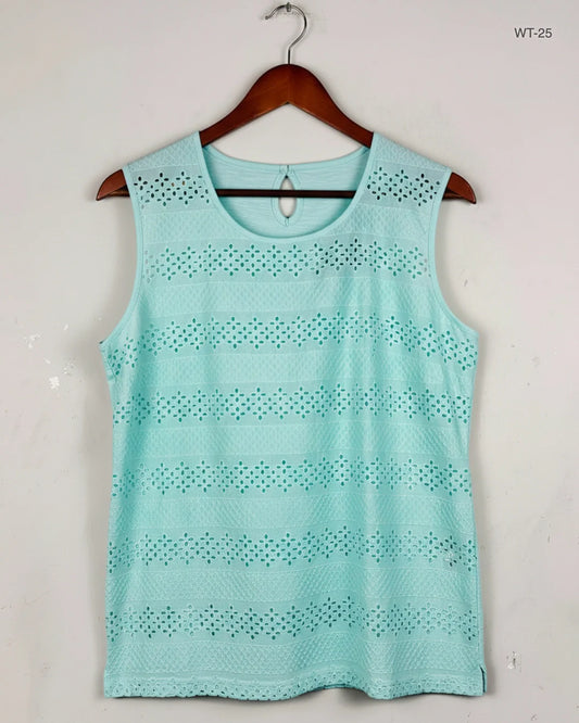 Preloved Premium Plus Womens Summer Tops by Bexleys, Teal Cotton for Women - OTS Thrift Shop Lahore Pakistan