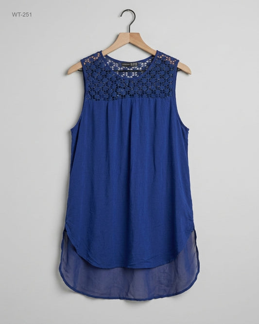 ATMOSPHERE (WT-251) Lace-Yoke Layered Sleeveless Blouse