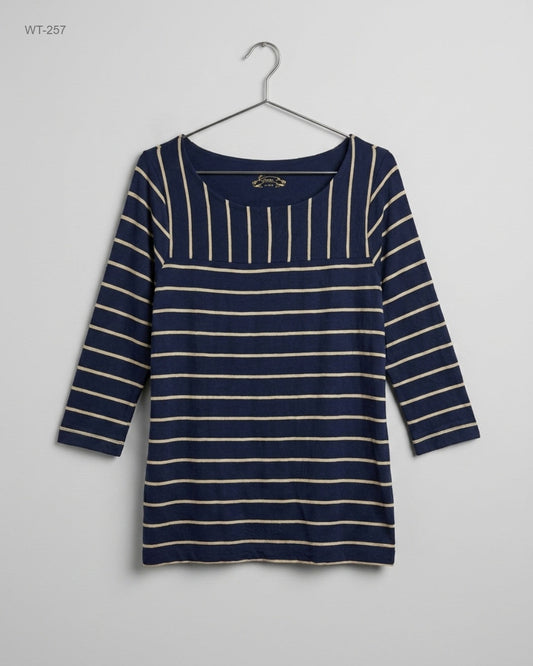 DASH (WT-257) Three-Quarter Sleeve Striped Top