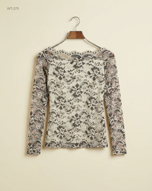 FRANSA (WT-275) Long-Sleeve Lace Top