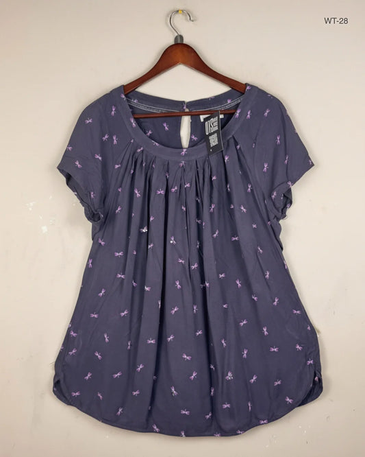 Secondhand Branded Womens Summer Tops by John Rocha, Dark Purple Cotton fabric, Premium condition, for Women - Online Thrift Shop Lahore Pakistan